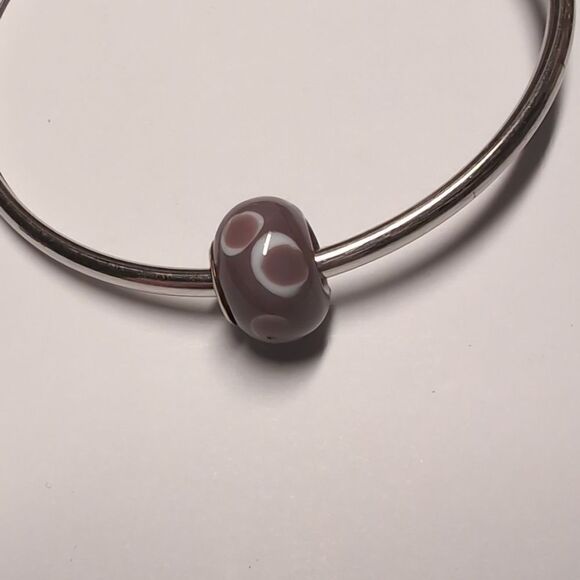 Silver Purple with Purple and White Blossoms Charm for Pandora Style Bra… - Picture 2 of 4